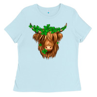 Baby Blue St. Patrick’s Day Long Hair Shaggy Cow Ladies Tee - Jasminsmagicworld