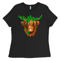 Black St. Patrick’s Day Long Hair Shaggy Cow Ladies Tee - Jasminsmagicworld