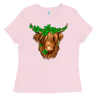 Bubblegum Pink St. Patrick’s Day Long Hair Shaggy Cow Ladies Tee - Jasminsmagicworld