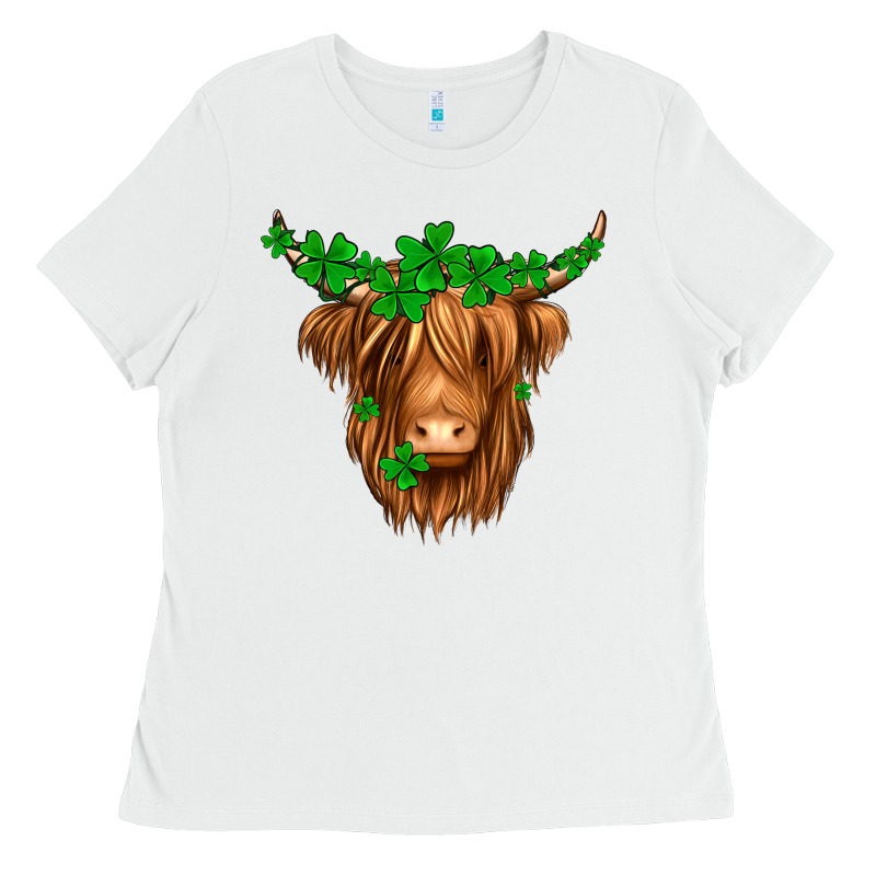 St. Patrick’s Day Long Hair Shaggy Cow Ladies Tee by Jasminsmagicworld | Teevron