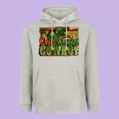 One Lucky Cowboy St. Patrick's Day Heavyweight Hoodie Designed By Cowgirlartshop