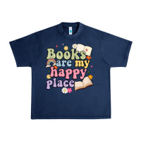 Navy books are my happy place Urban Heavy Tee - MaliasSmallBusiness