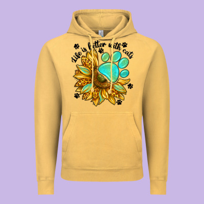 Life Is Better With Cats Vintage Hoodie Designed By Nancycooperartshop
