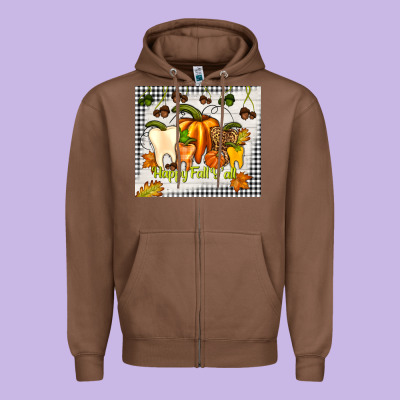Happy Fall Y'all Teeth Zipper Hoodie Designed By Tumblerdesignbyshophia