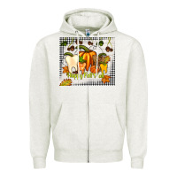 Oatmeal Heather happy fall y'all teeth Zipper Hoodie - TumblerDesignByShophia