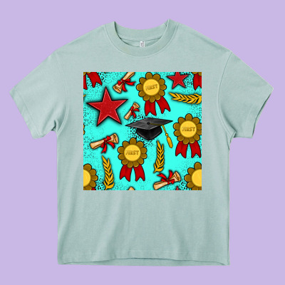 Graduation Seamless Pattern Heavy Core Tee Designed By Bundleandbundleshop