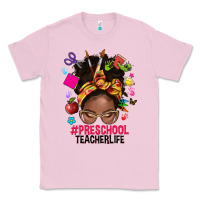 Bubblegum Pink preschool teacher life afro messy bun Classic Tee - NancyCooperArtShop