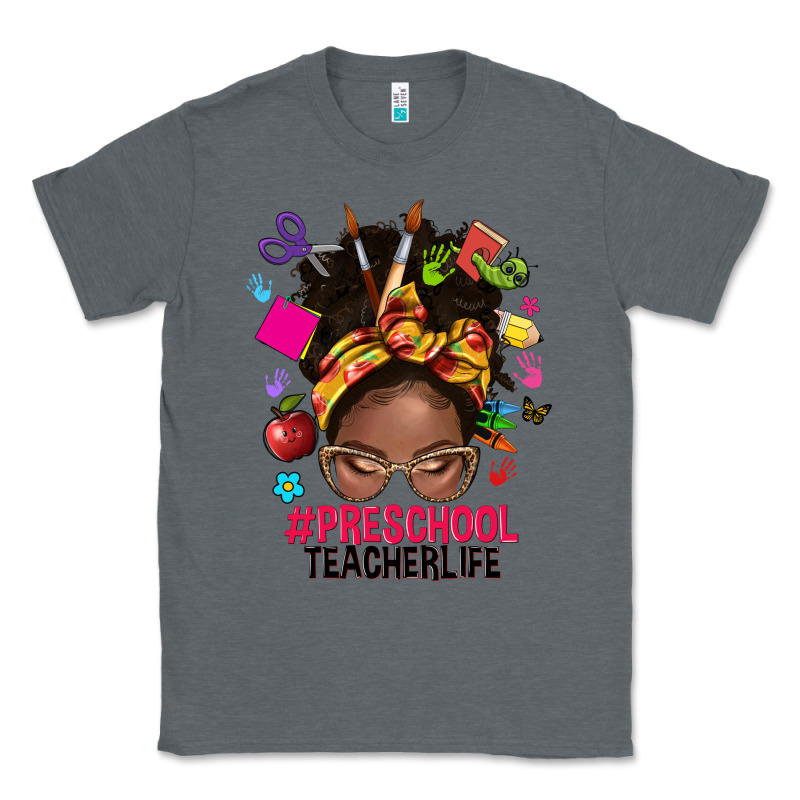 Preschool Teacher Life Afro Messy Bun Classic Tee by NancyCooperArtShop | Teevron