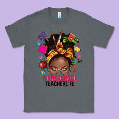 Preschool Teacher Life Afro Messy Bun Classic Tee Designed By Nancycooperartshop