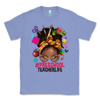 Colony Blue preschool teacher life afro messy bun Classic Tee - NancyCooperArtShop