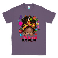 Lavender preschool teacher life afro messy bun Classic Tee - NancyCooperArtShop