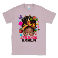 Lilac preschool teacher life afro messy bun Classic Tee - NancyCooperArtShop