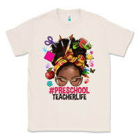 Natural preschool teacher life afro messy bun Classic Tee - NancyCooperArtShop
