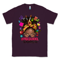 Plum preschool teacher life afro messy bun Classic Tee - NancyCooperArtShop