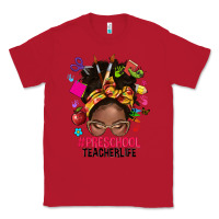 Red preschool teacher life afro messy bun Classic Tee - NancyCooperArtShop