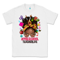White preschool teacher life afro messy bun Classic Tee - NancyCooperArtShop
