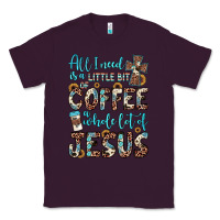 Plum all i need is a little bit of coffee and o whole lot of jesus Classic Tee - JahusDesignShop