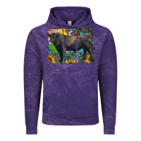 Cloud Purple black angus bull with aztec and farm background Vintage Hoodie - RanaPortraitStore