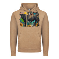 Vintage Coffee black angus bull with aztec and farm background Vintage Hoodie - RanaPortraitStore