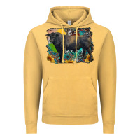 Vintage Mustard black angus bull with aztec and farm background Vintage Hoodie - RanaPortraitStore