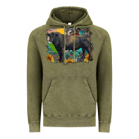 Vintage Olive black angus bull with aztec and farm background Vintage Hoodie - RanaPortraitStore