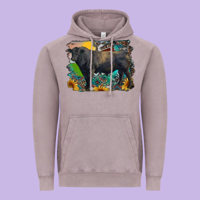 Black Angus Bull With Aztec And Farm Background Vintage Hoodie Designed By Ranaportraitstore