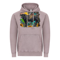 Vintage Zinc black angus bull with aztec and farm background Vintage Hoodie - RanaPortraitStore