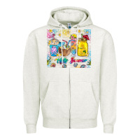 Oatmeal Heather hello summer coffee cups Zipper Hoodie - TumblerDesignByShophia