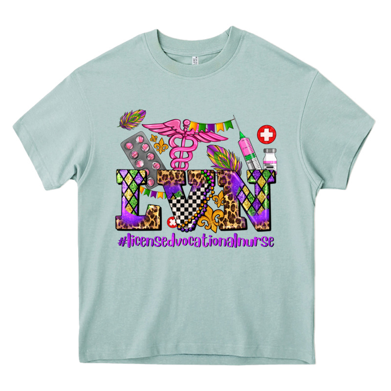 Mardi Gras  Lvn Licensed Vocational Nurse Heavy Core Tee by AdoDesignShop | Teevron