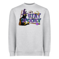 Heather Grey Stay Spooky With Black Cat Heavyweight Sweatshirt - LillyAllenDesigns