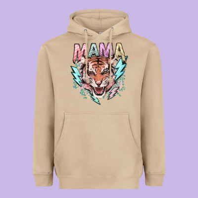 Mama Tiger Lightning Bolt Heavyweight Hoodie Designed By Howdyjamesfarm