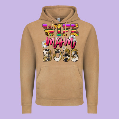 Wife Mom Boss Daisy Vintage Hoodie Designed By Nancycooperartshop