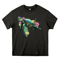 Asphalt sea turtle with lotus Heavy Core Tee - Artiststas