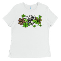 White Western Cowhide Leopard Glitter Shamrocks Ladies Tee - Jasminsmagicworld