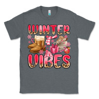 Charcoal Heather pink winter vibes Classic Tee - MaliasSmallBusiness