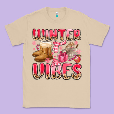 Pink Winter Vibes Classic Tee Designed By Maliassmallbusiness