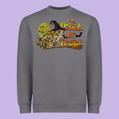 Trick Or Treat With Frog Heavyweight Sweatshirt Designed By Lillyallendesigns