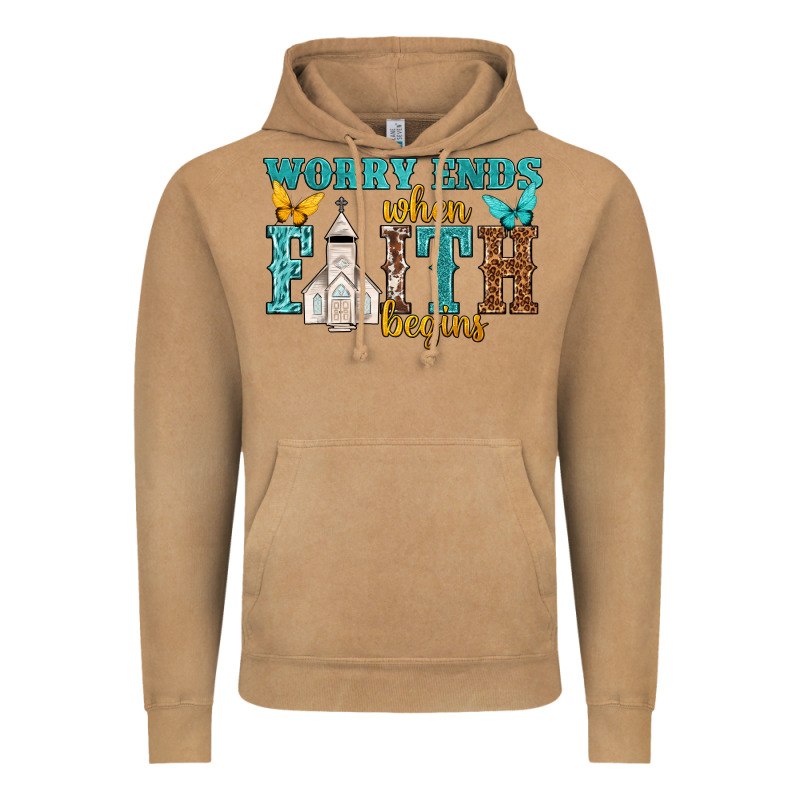 Worry Ends When Faith Begins Vintage Hoodie by NancyCooperArtShop | Teevron