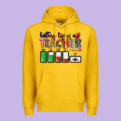 Battery Life Of A Teacher Premium Hoodie Designed By Cowgirlartshop