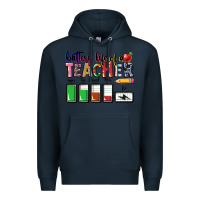 Navy Battery life of a Teacher Premium Hoodie - CowGirlArtShop