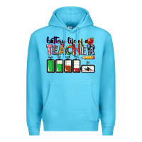 Ocean Blue Battery life of a Teacher Premium Hoodie - CowGirlArtShop