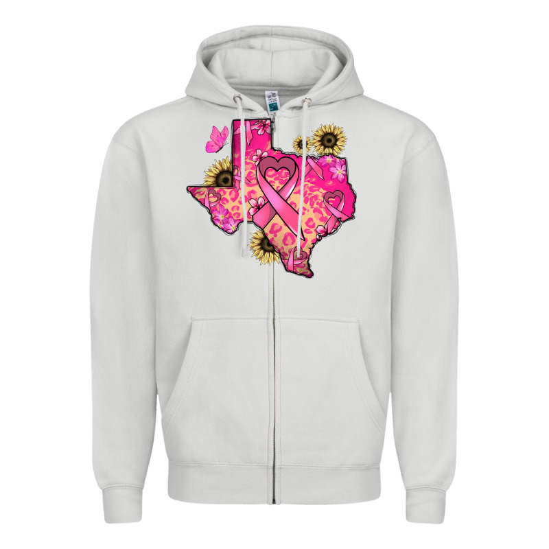 Texas Map Cancer Zipper Hoodie by HowdyJamesFarm | Teevron
