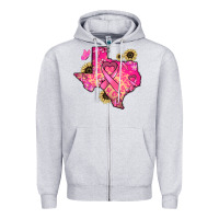 Heather Grey Texas map Cancer Zipper Hoodie - HowdyJamesFarm
