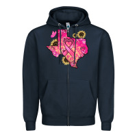 Navy Texas map Cancer Zipper Hoodie - HowdyJamesFarm