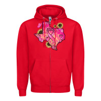Red Texas map Cancer Zipper Hoodie - HowdyJamesFarm