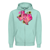 Seafoam Texas map Cancer Zipper Hoodie - HowdyJamesFarm