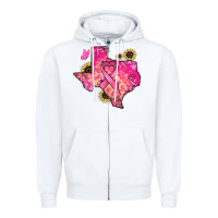 White Texas map Cancer Zipper Hoodie - HowdyJamesFarm