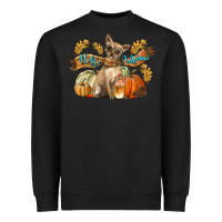 Black Hello Autumn With Chihuahua Dog Heavyweight Sweatshirt - LillyAllenDesigns