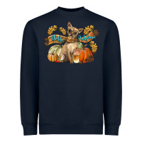 Navy Hello Autumn With Chihuahua Dog Heavyweight Sweatshirt - LillyAllenDesigns