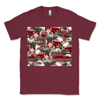 Burgundy vintage christmas car pattern Classic Tee - CowhideDigitalArt